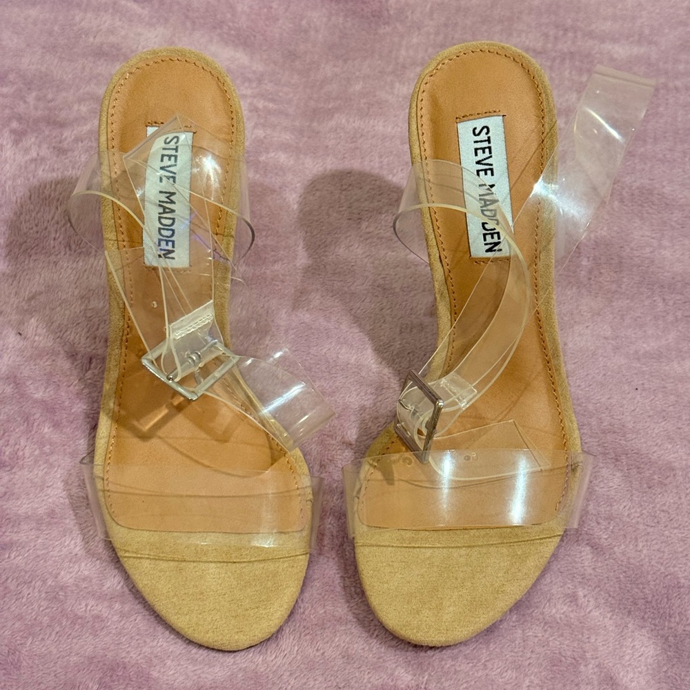 Steve Madden Transparent and Tan Heels